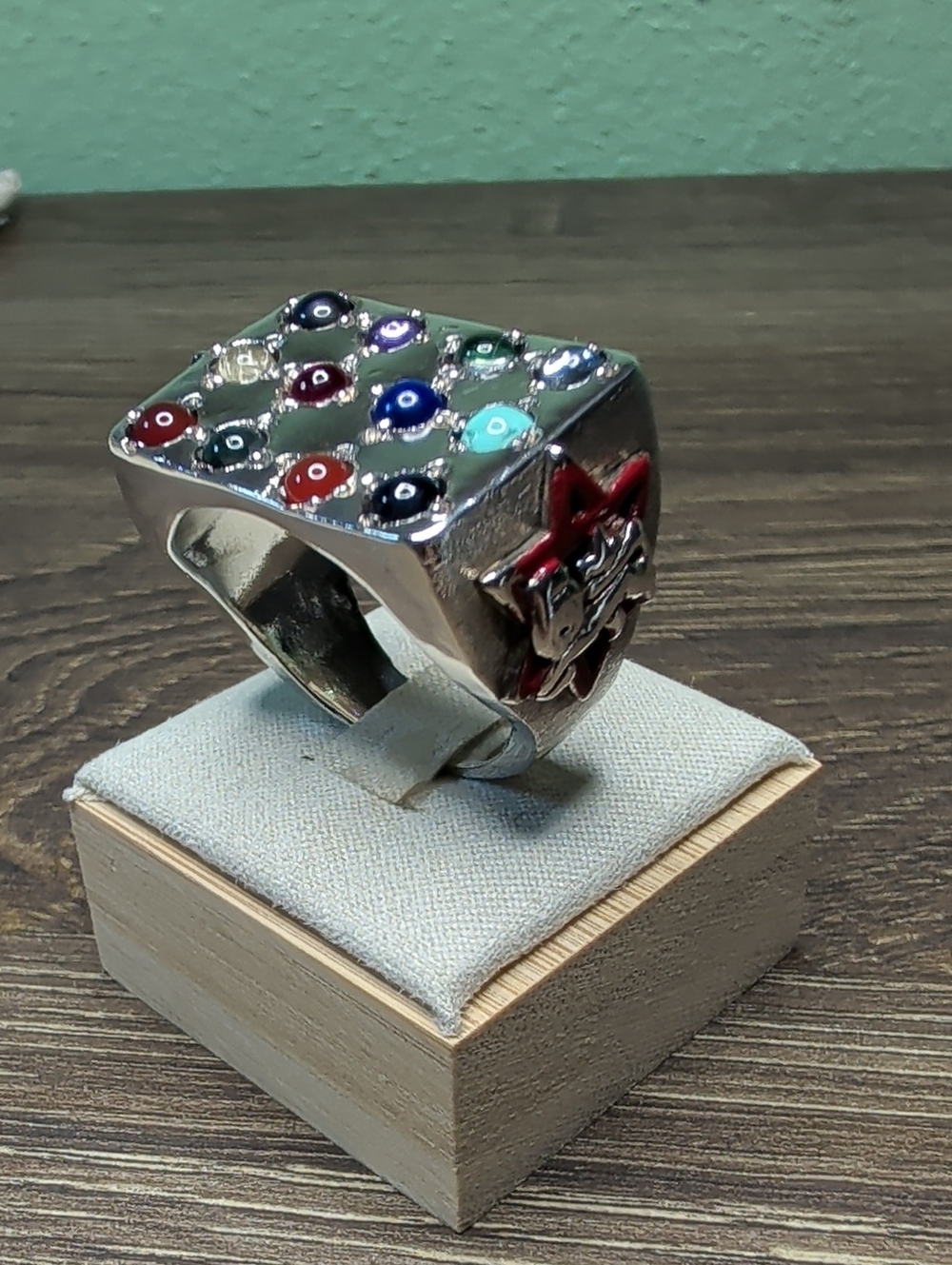 The 12 Tribes Of Israel Handcrafted Ring- Genuine Stones, Sterling, Size 14